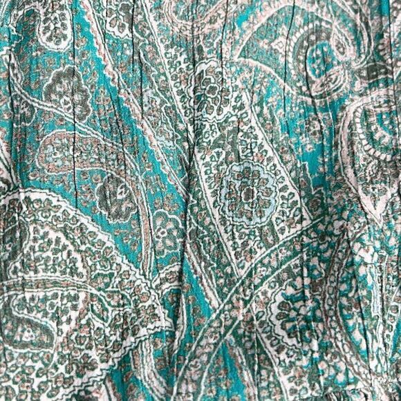 Soft Surroundings Aqua Scroll Design Button Up Dress Adair Dress Size L… - Picture 12 of 14